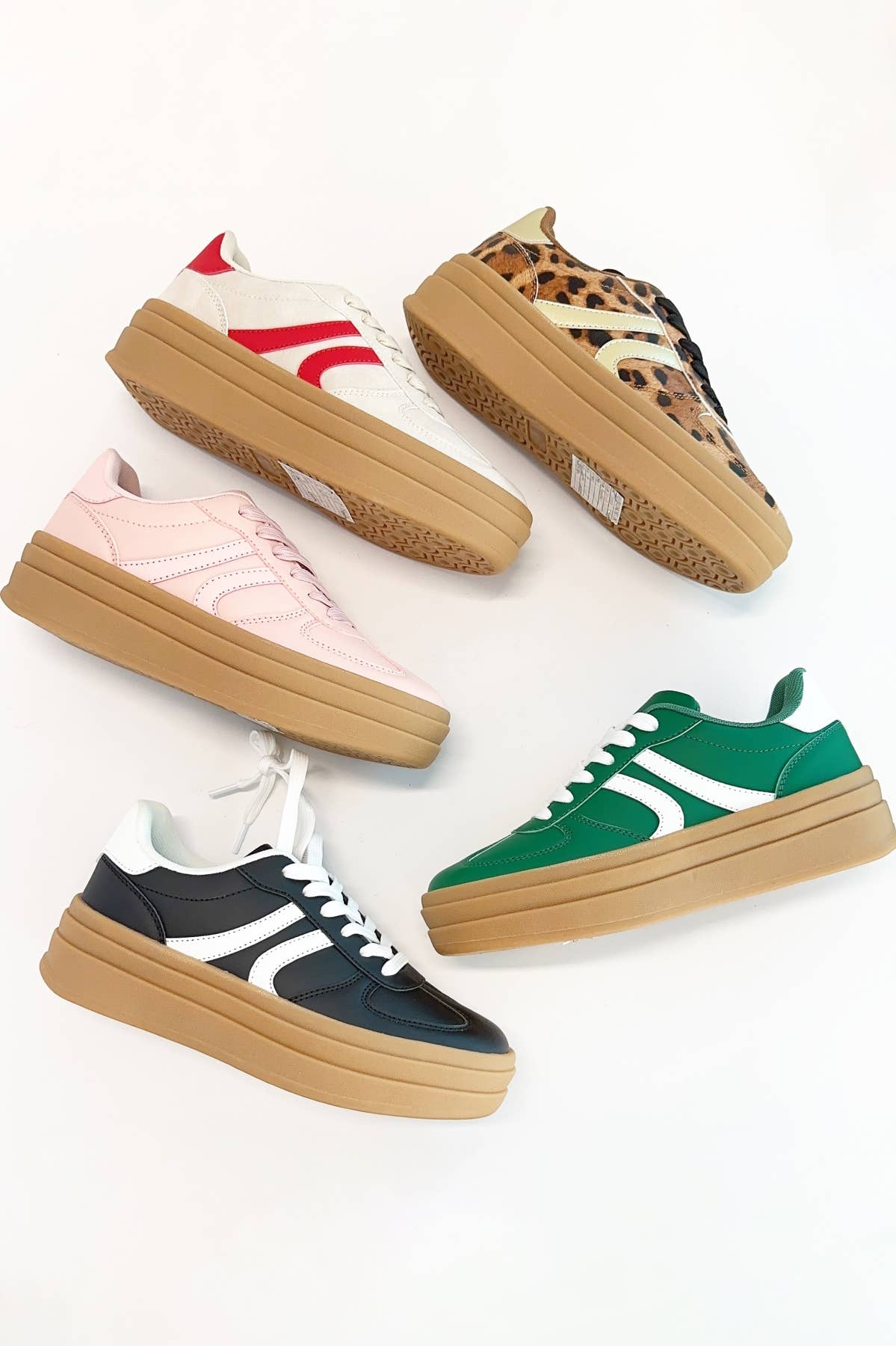 CCOCCI – Engroshandel Lifestyle sneaker - Dame – TOPPING-18 SEMI-PLATOFM DOBBELTSTRIBEDE LAVE SNEAKERS0