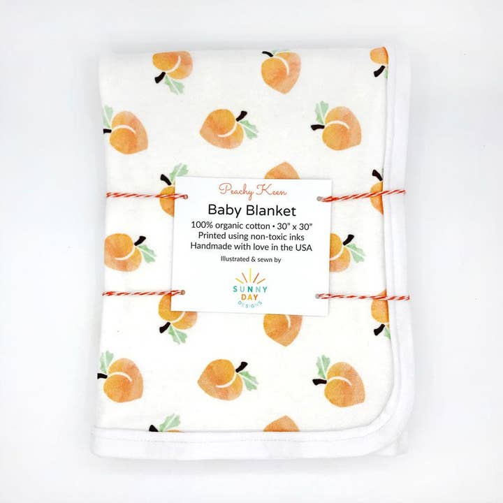 Peachy Keen Økologisk Bomuld Baby Tæppe for engroshandel hos Sunny Day Designs