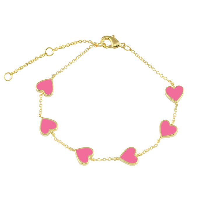 JTG Jewelry - Vente Bracelets à breloques/pendentifs - Bracelets en forme de cœur en émail multiple4