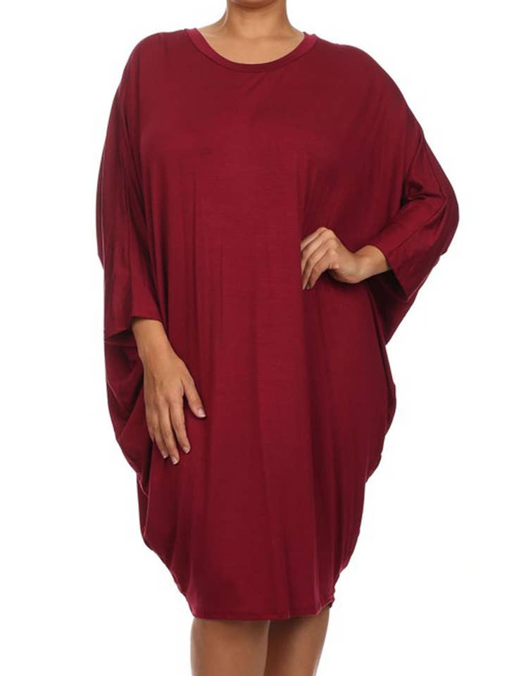 Vestido casual de talla grande liso para mujer para venta al por mayor de MOA COLLECTION