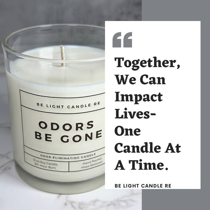 Be Light Candle RE - Wholesale Jar/Filled Candle - Odors Be Gone, 12oz Soy Candle | Odor Eliminating Candle2