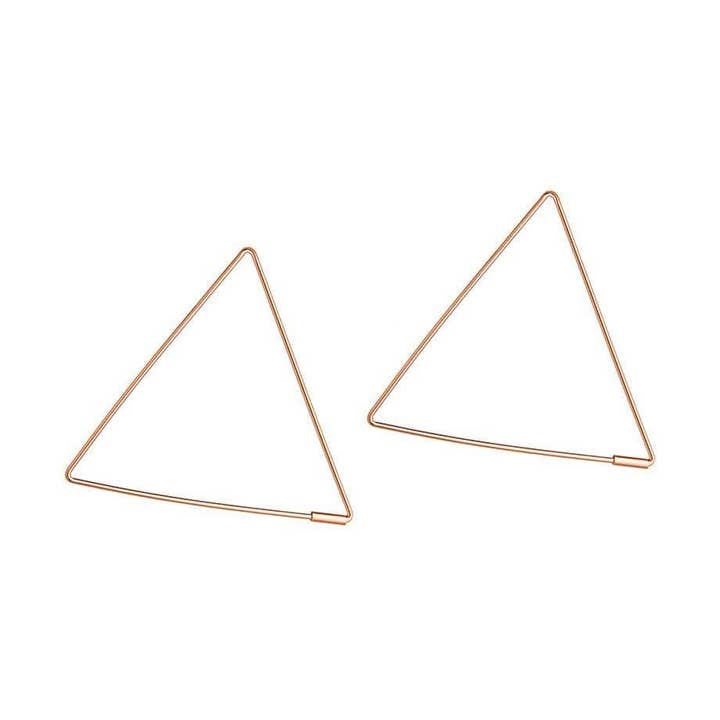 Grandi Orecchini a Cerchio triangolari placcati in oro rosa per la vendita all'ingrosso da parte di Juulry