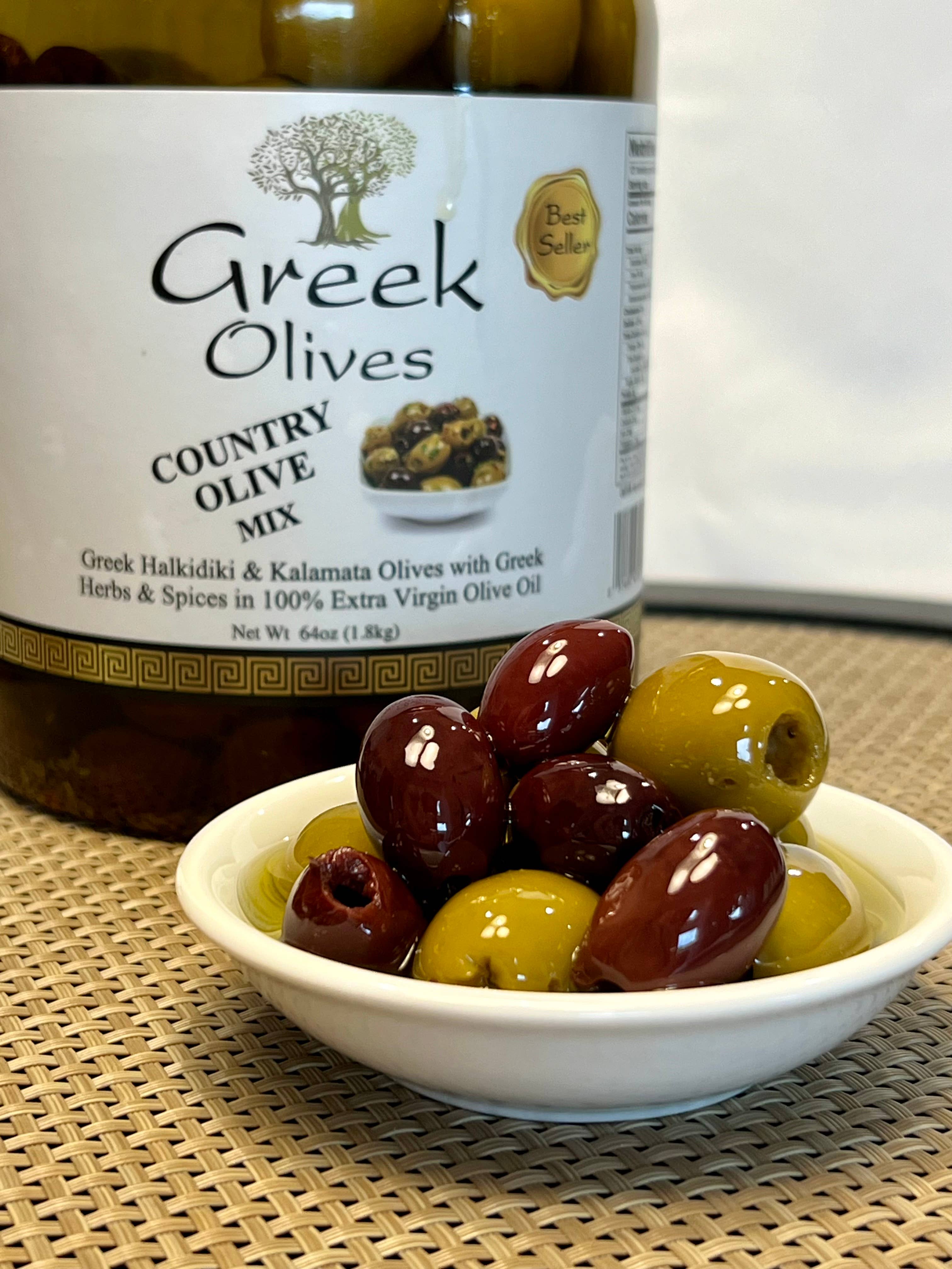 Lakonia Imports, Inc. – wholesale Olives – Greek Country Olive Mix – 1/2 gallon2