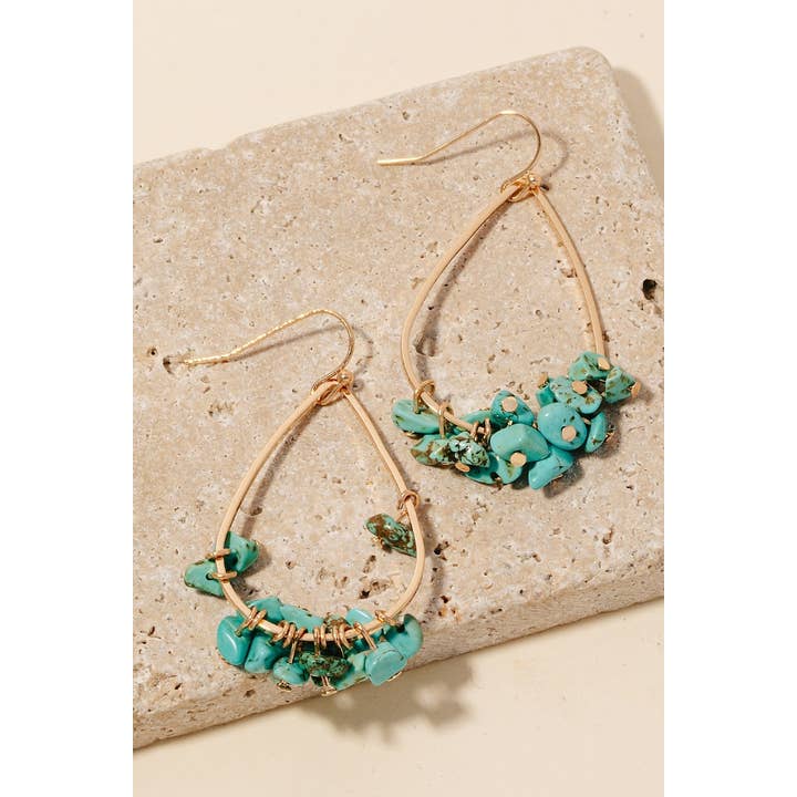 Anarchy Street - Wholesale Dangle Earrings - Pebble Stone Charms Tear Dangle Earrings