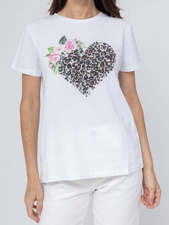 T-shirt bianco girocollo con stampa I9481 per la vendita all'ingrosso da parte di MOOYA