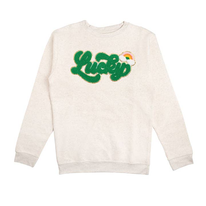 Glücklicher Regenbogen-Patch St. Patrick's Day Damen-Sweatshirt für den Großhandel von Sweet Wink