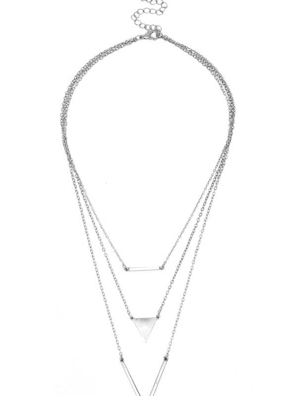 ( G132 ) THREE LAYER METAL BAR NECKLACE for wholesale by Jewelry Max