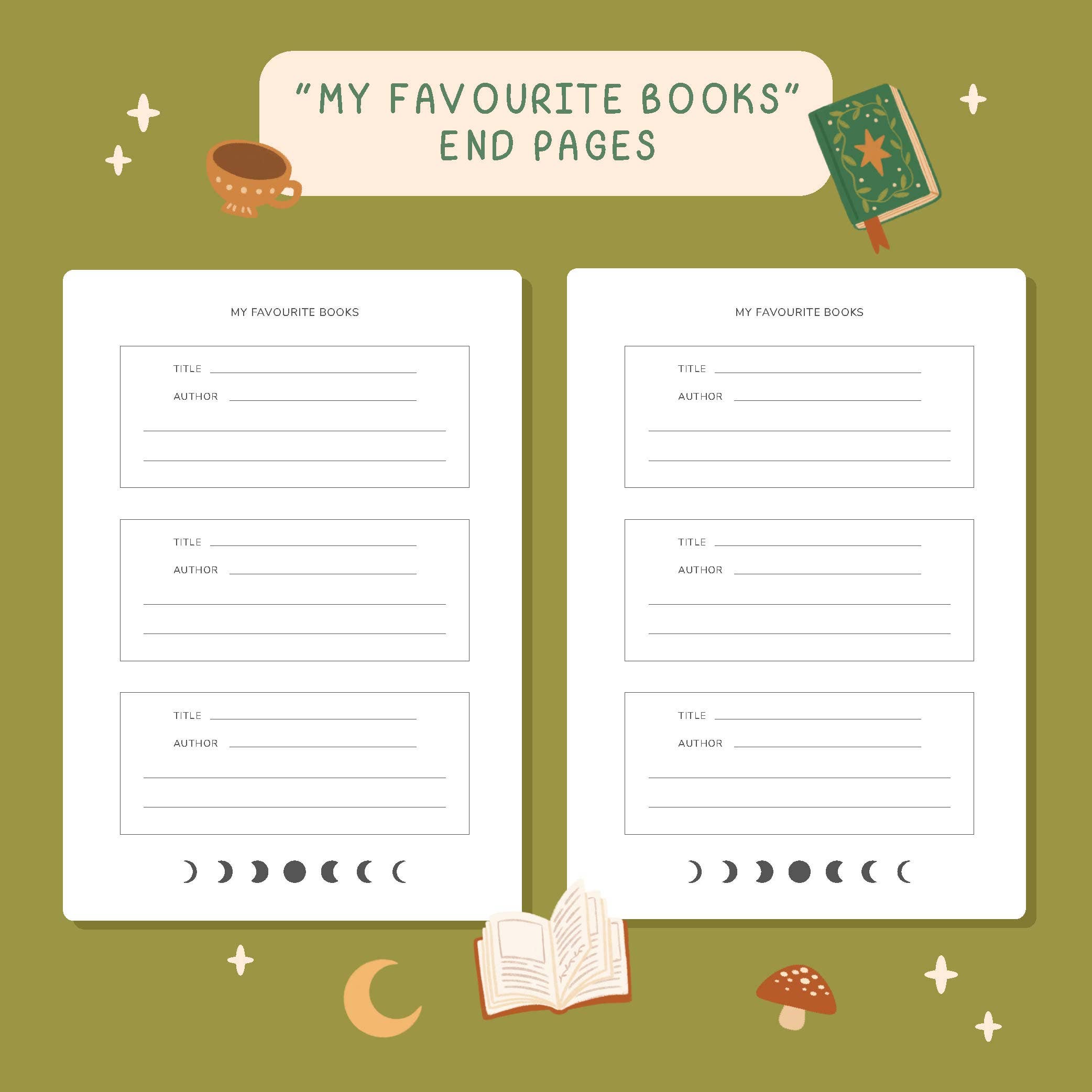 Hopscotch Paper Co. - Vente Journal intime - Journal de lecture Forêt fantastique, carnet de critique de livre de 50 pages7