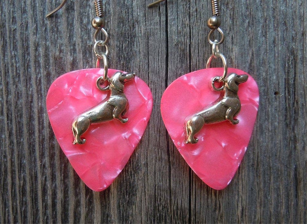 Simply Raevyn - Wholesale Dangle Earrings - Dachshund Charm Guitar Pick Earrings15