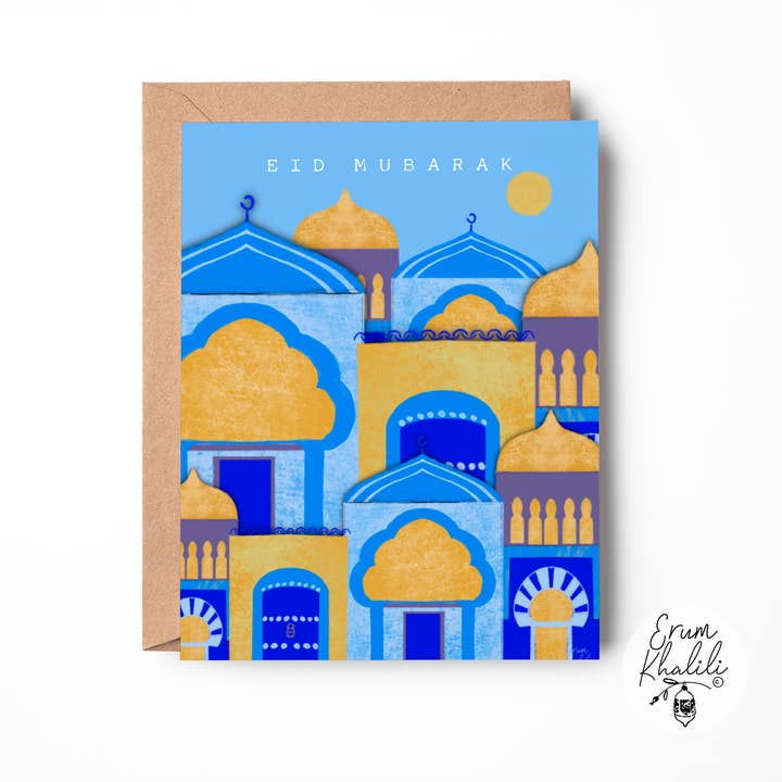 Eid Mubarak Card – Ramadan Islamic Architecture in Blue and other Purchase Wholesale mucci eis. Free Returns & Net 60 Terms on Faire trending on Faire.