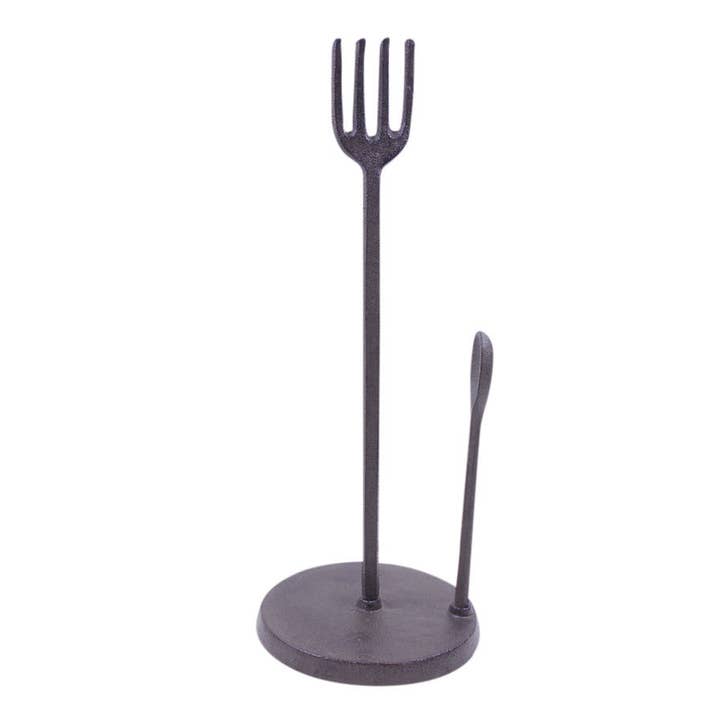 Gietijzeren vork en lepel keukenpapier handdoekhouder 15" voor wholesale door Hampton Ironworks