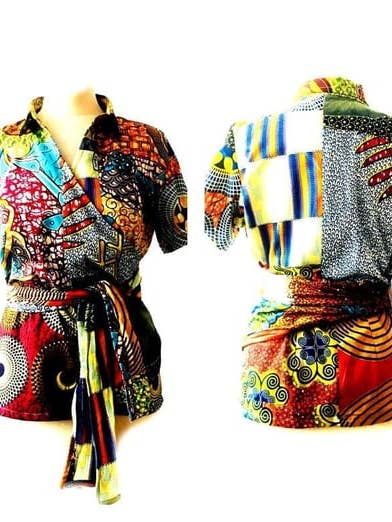 Afrikansk print Kira Wrap Bluse for engroshandel hos Sosome