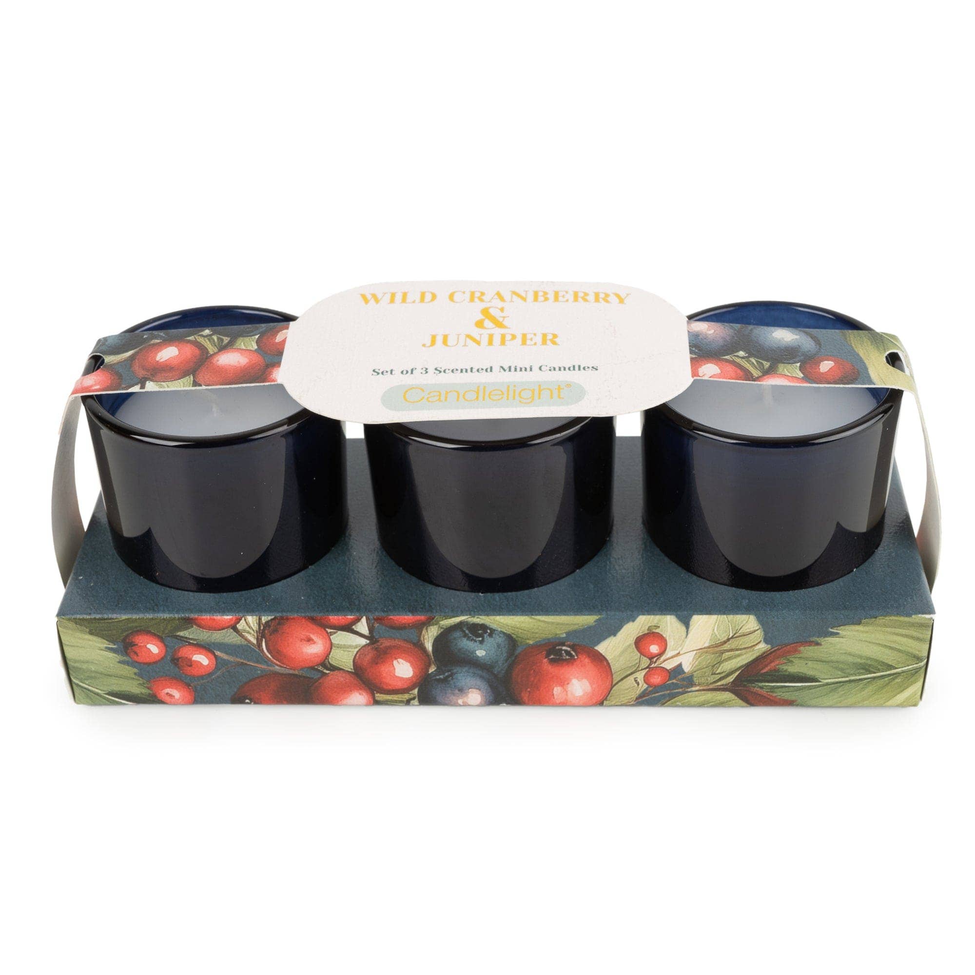 Candlelight Products Ltd – wholesale Jar/filled candle – Set of 3 Votive Candles - Cranberry & Juniper 6pk1