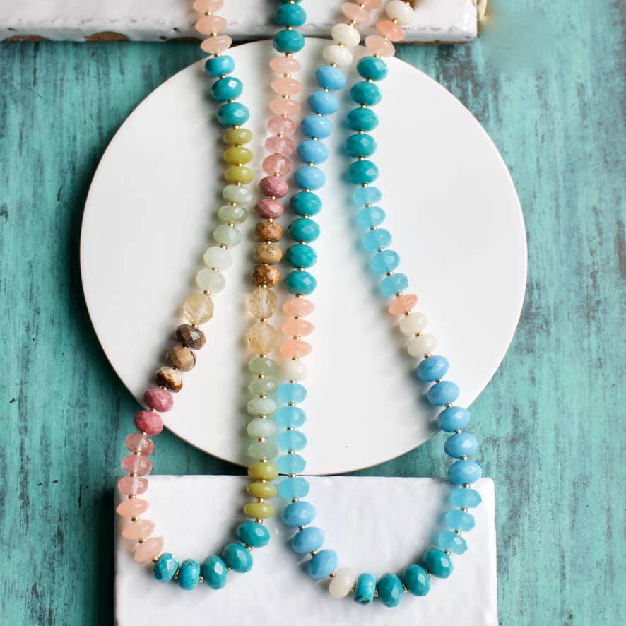 a.v. max – Colar com missangas/pérolas por atacado – Colar Gemma Medium Rondelle|16 Combinações de Pedras8