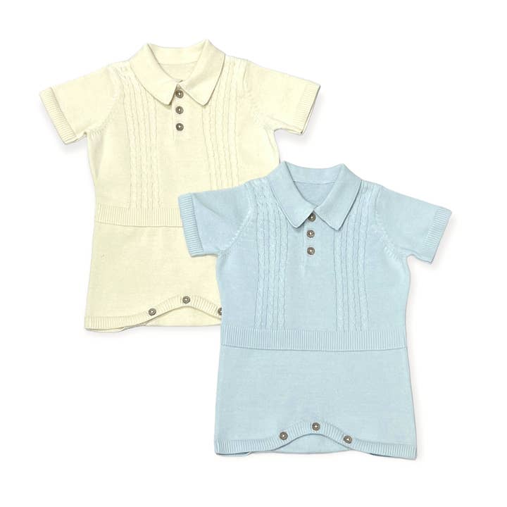 Viverano Organics - Wholesale Bodysuit (Non-Footed) - Baby - Milan Collar & Cable Knit Baby Bodysuit (Organic)4