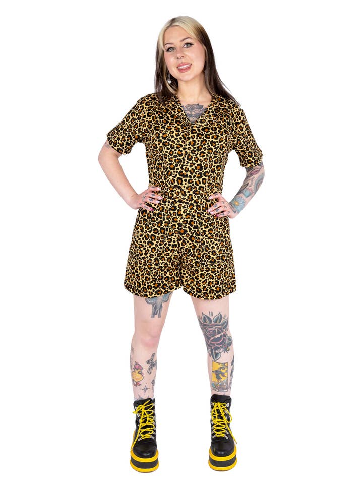 Rebel Romance Classic Leopard Playsuit for wholesale by Rebel Romance