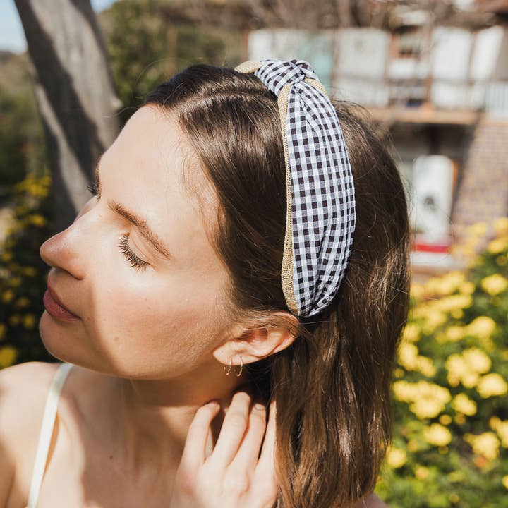 Leto Accessories - Wholesale Fashion Headband - Women's - Gingham Pique Woven Knot Headband 🌼8