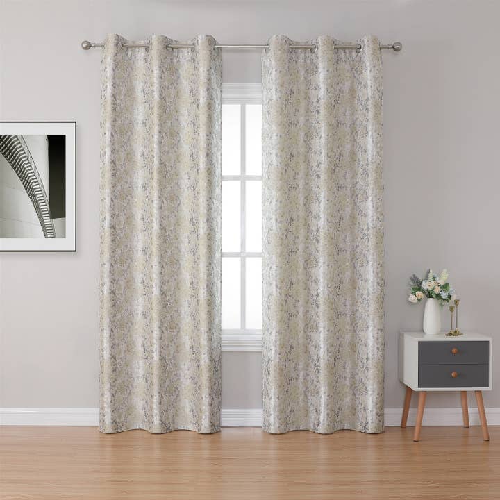Majestic Giftware Inc - Wholesale Curtain - Majestic Giftware Silver/Beige Gold Jacquard Curtain