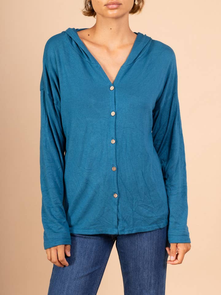 Cardigã fino abotoado com capuz Art 59851 por atacado de Nota bene