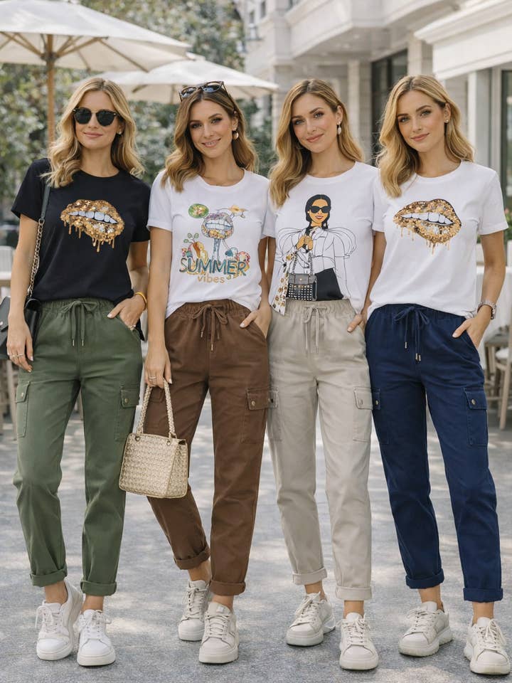 Plain Cargo Stud Pocket Bi-Stretch Magic Trousers for wholesale by Kurt Muller