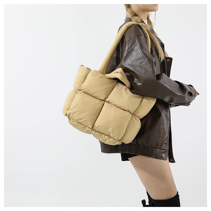 Dipped Shop - Wholesale Tote bag – Women's - Simple Puffer Tote Bag Solid Color Soft Handbag DP809117