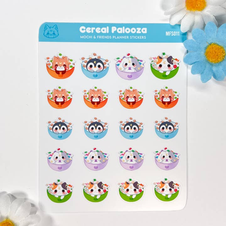 Cereal Palooza Sticker Sheet Style 2 for wholesale by MaeMunchiesCo