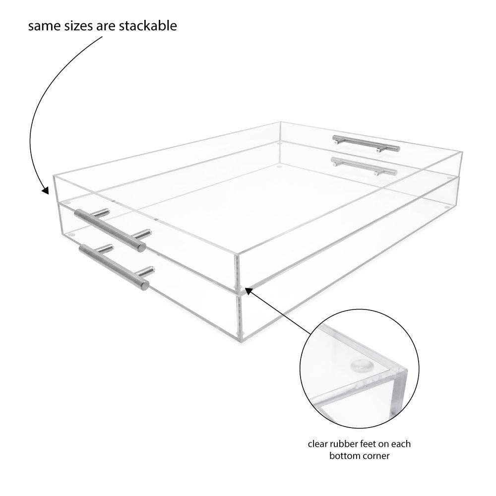 Isaac Jacobs International - Wholesale Serving Tray - Isaac Jacobs Clear Acrylic Serving Tray with Metal Handles42