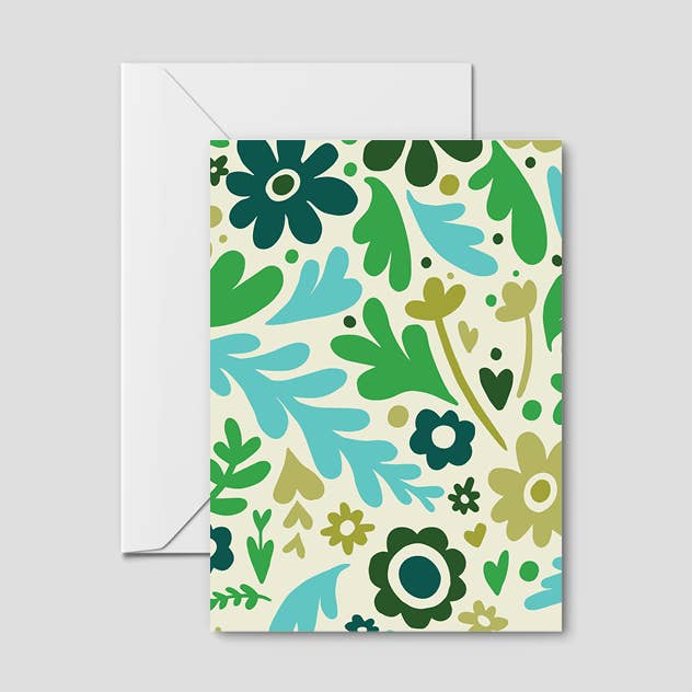 Tossed Spring Floral Pattern Greeting Card for wholesale by Heartfelt Hello