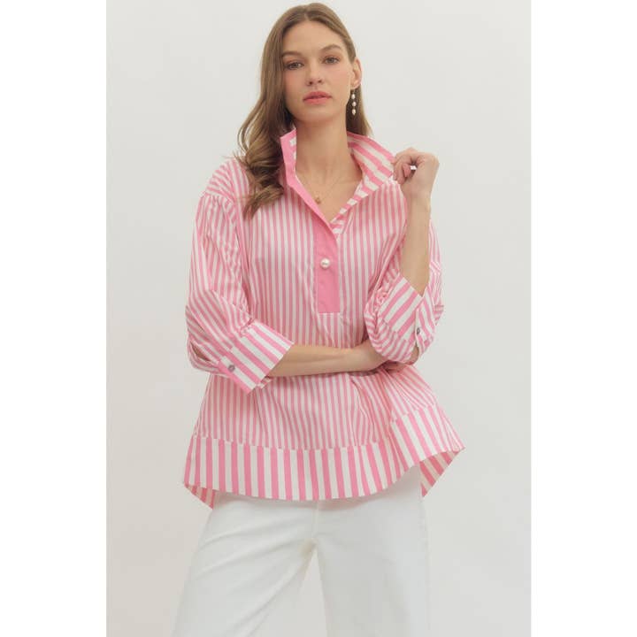 Stripe print top for wholesale by STYLE USA