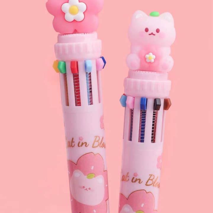 BCmini - Vente Stylos - 23013 STYLO BILLE RÉTRACTABLE 10 COULEURS SAKURA CHAT-364