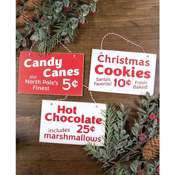 Col House Designs - Wholesale Ornament Set - Candy Canes, Hot Chocolate, Cookies Ornament, 3 Assorted