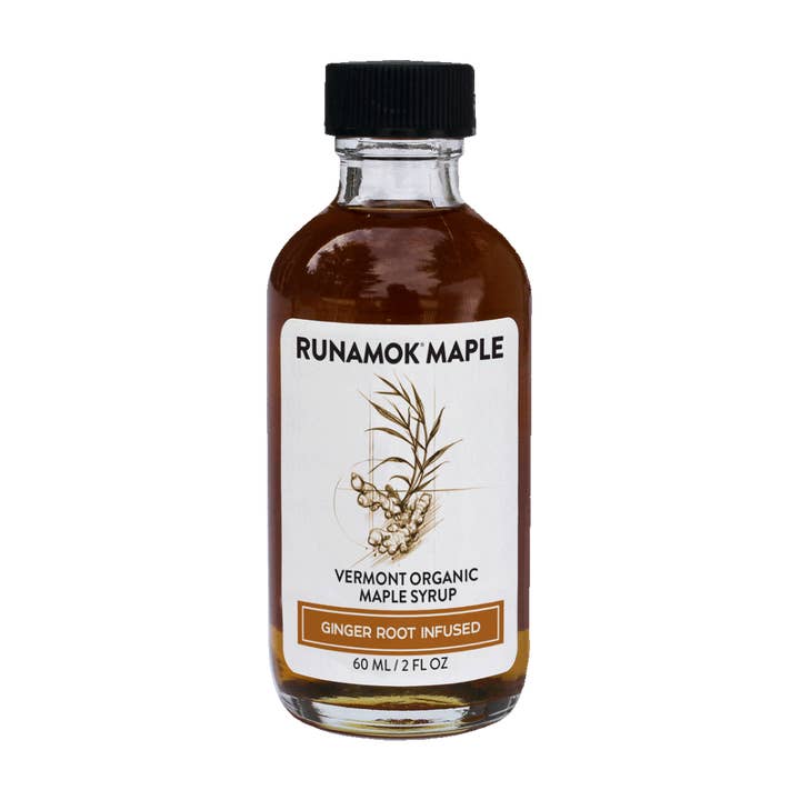 Ingefærrod infunderet økologisk ahornsirup 60ml for engroshandel hos Runamok