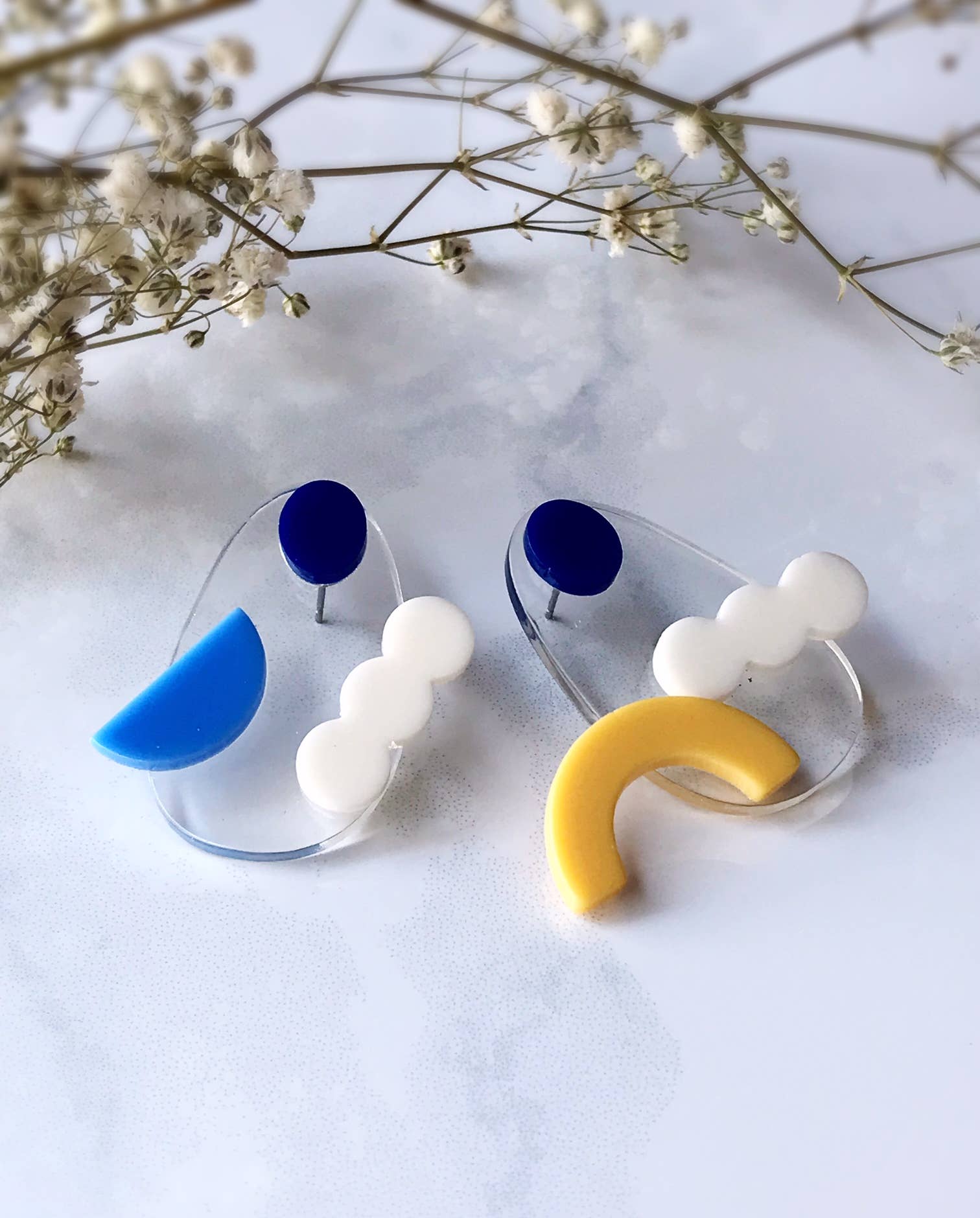 Pearl and Ivy Studio - Wholesale Dangle Earrings - Sun moon cloud acrylic stud earrings - Night and Day