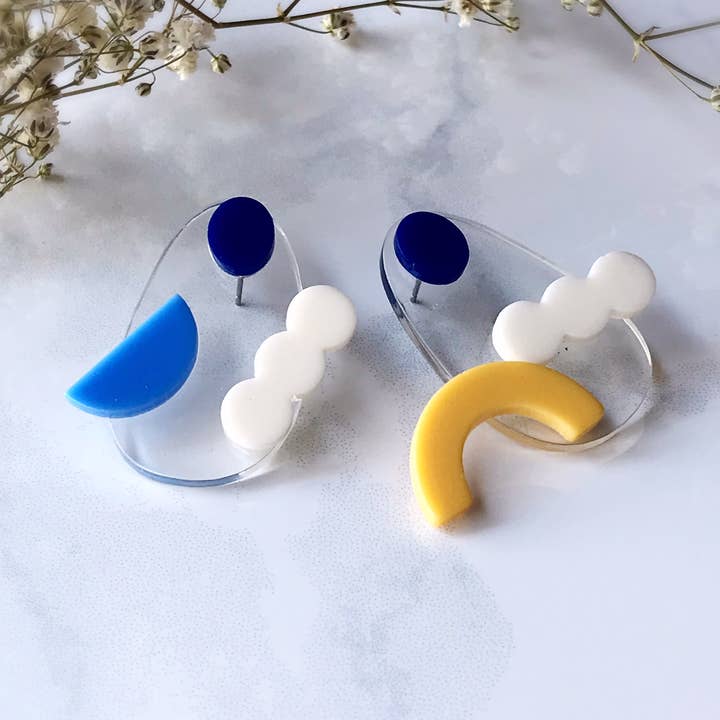 Pearl and Ivy Studio - Wholesale Dangle Earrings - Sun moon cloud acrylic stud earrings - Night and Day0