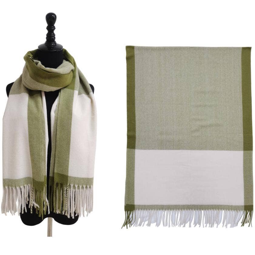 TAPA fashion – wholesale Scarf – Women's – Two Tone Cashmere Feel Block Pattern Scarves SCF6560 (12PC)12