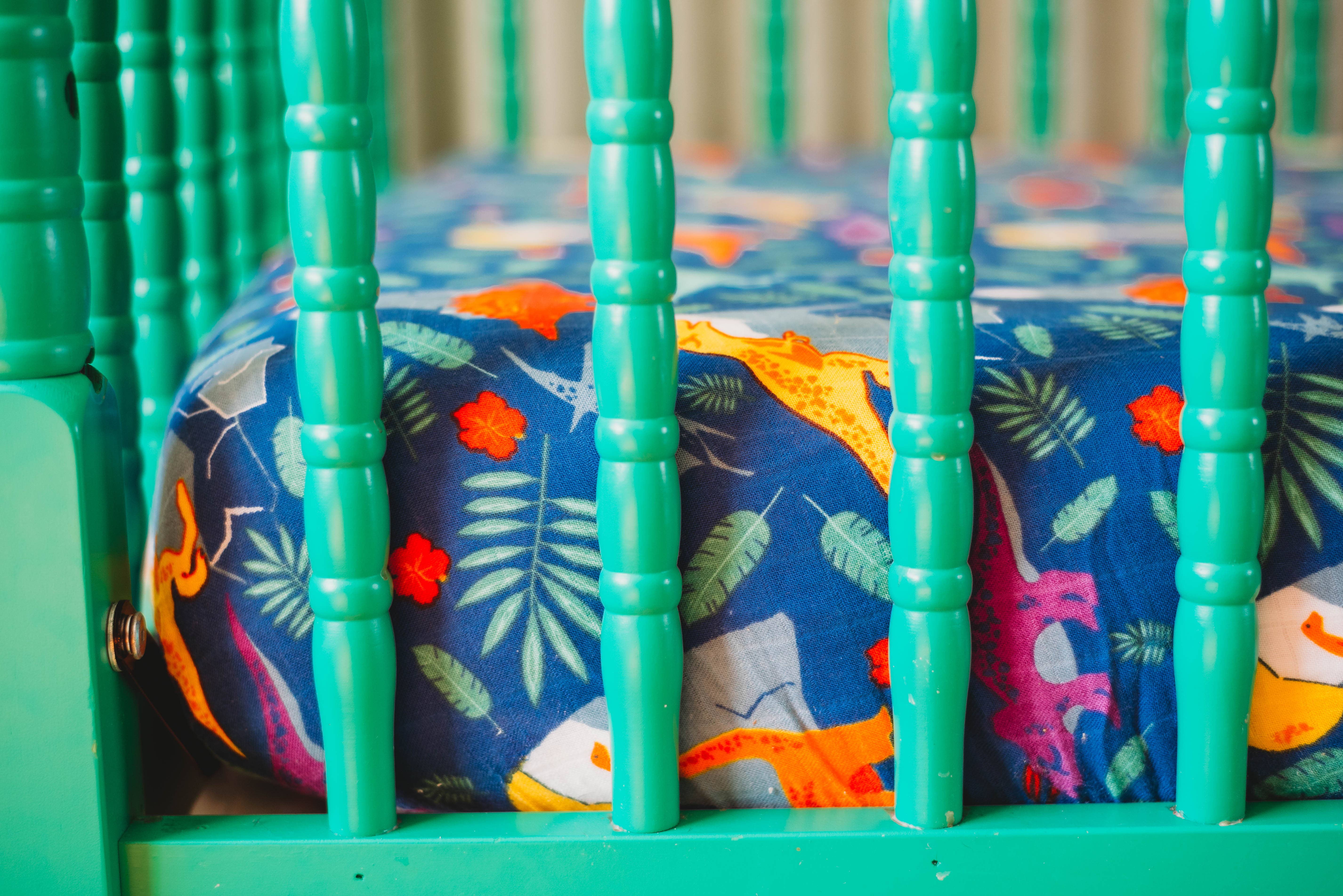 Oliver + Kit - Wholesale Cot/Crib Sheets - Rainbow Dino Fitted Crib Sheet5