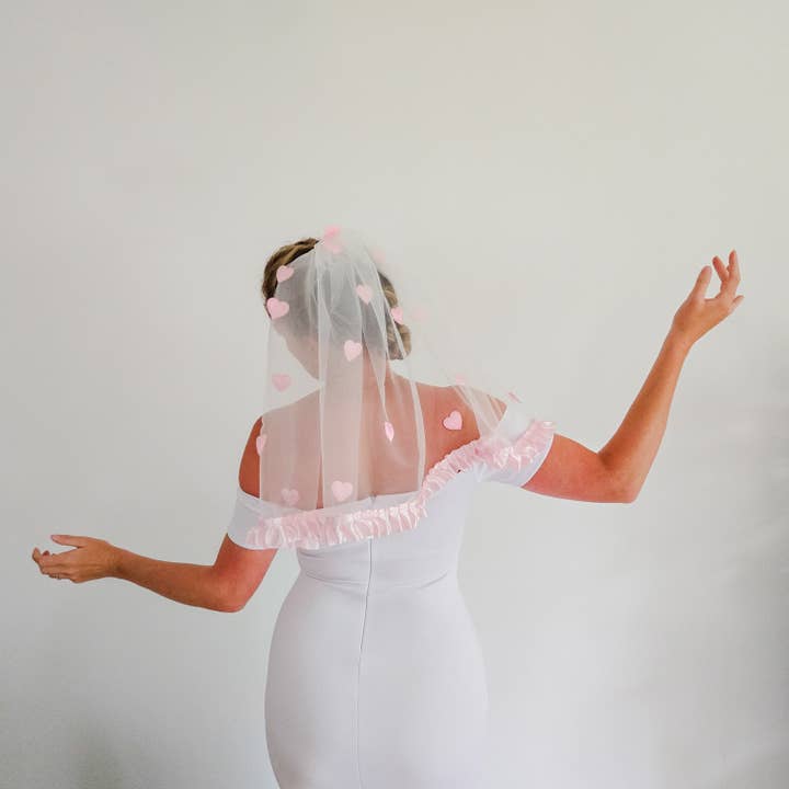 Lovesick Rebel - Wholesale Veil - Women's - The Candy Heart wedding veil in Pink Limited Edition1