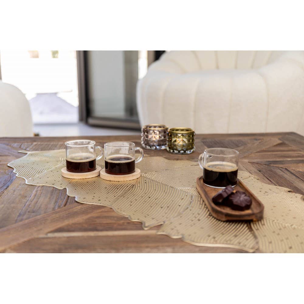 AULICA – Chávena de chá por atacado – Conjunto com 2 xícaras de vidro com pires de bambu1