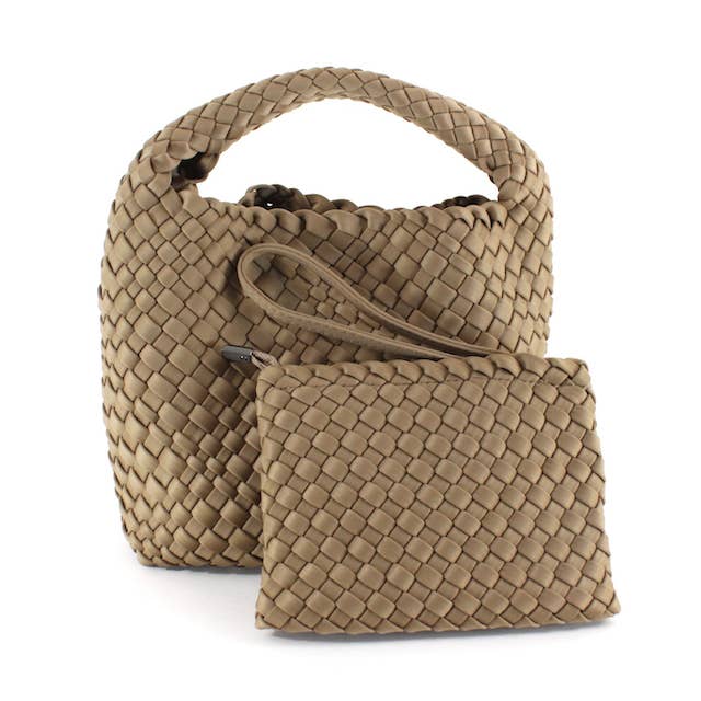Pretty Persuasions - Wholesale Crossbody Bag - Women's - P23093 Small Nylon Woven Hobo Crossbody Bag w/Cosmetic Pouch1