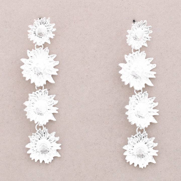 Quadruple Sunflower Metal Earrings for wholesale by Sonata