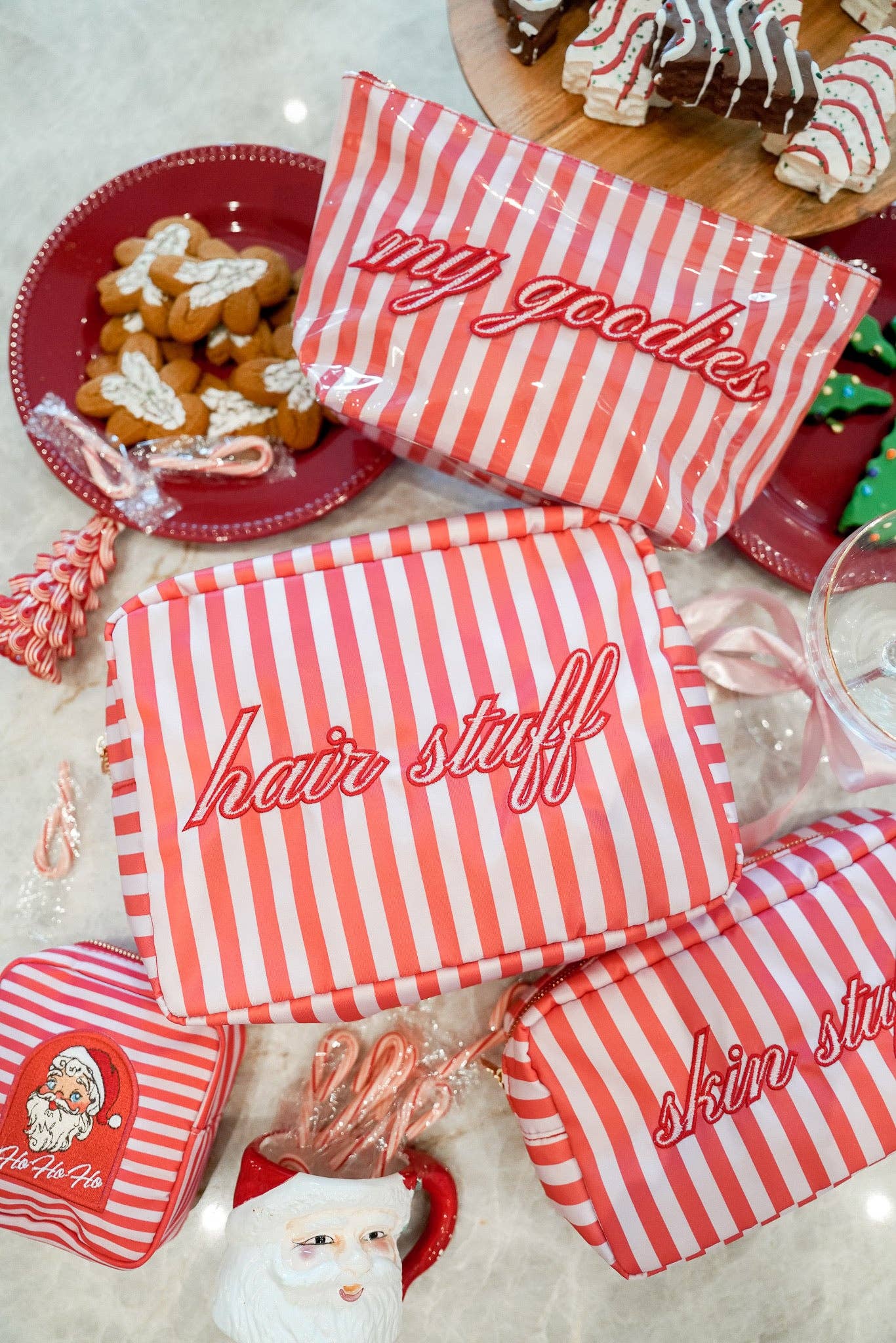 KENZKUSTOMZ - Wholesale Makeup/Cosmetic Bag - Hair Stuff - Pink & Red Stripes XL Bag3