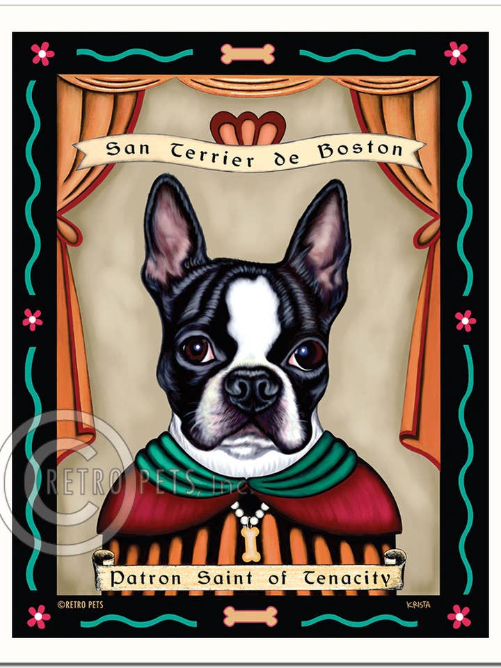 P-160 8x10 Print, Boston Terrier „Terrier - Schwarz & Weiß“ für den Großhandel von Retro Pets