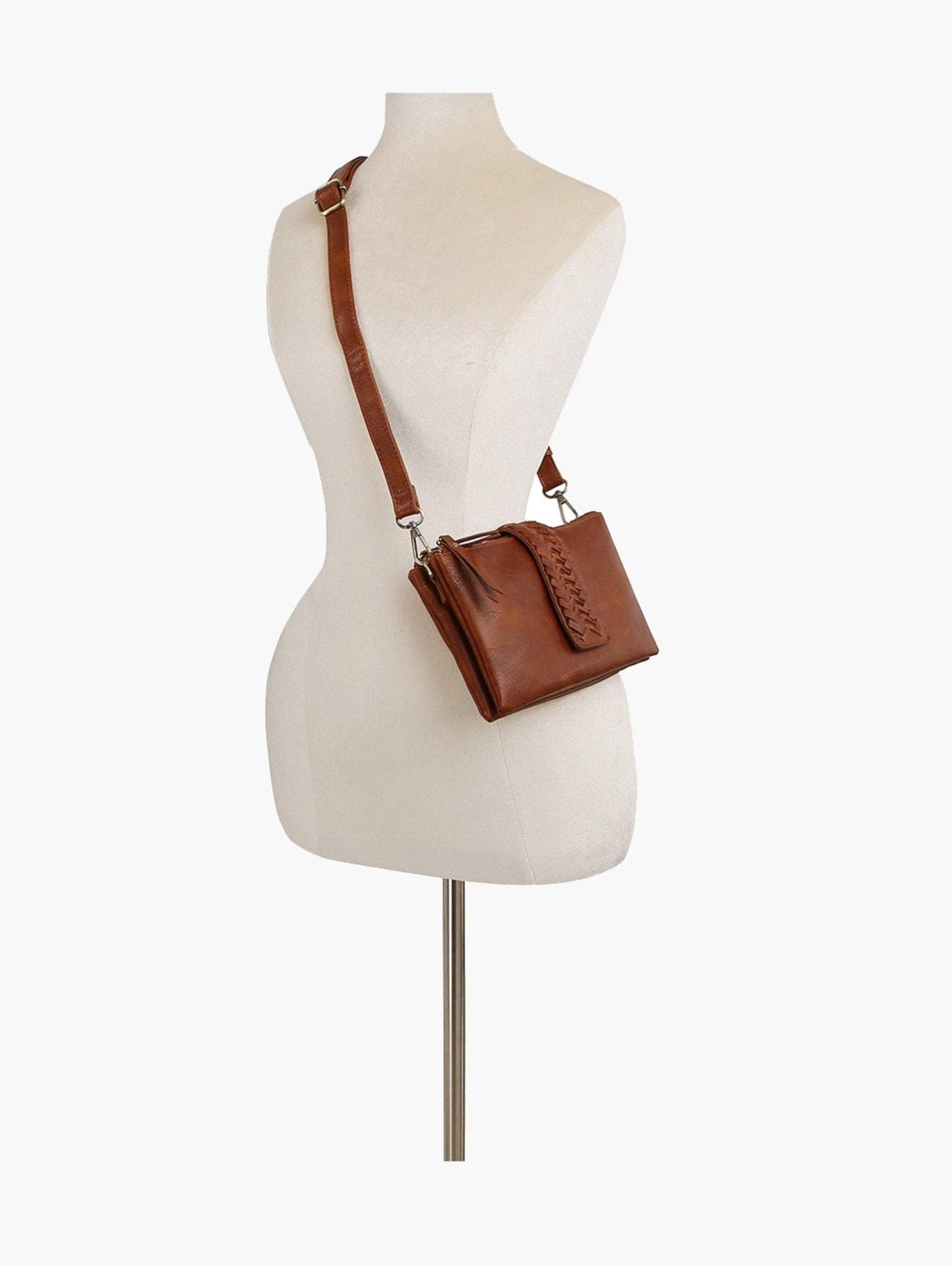 MiMi Wholesale - Vente Sac à bandoulière – femme - Sac à bandoulière à deux compartiments pour femmes avec détail tressé5