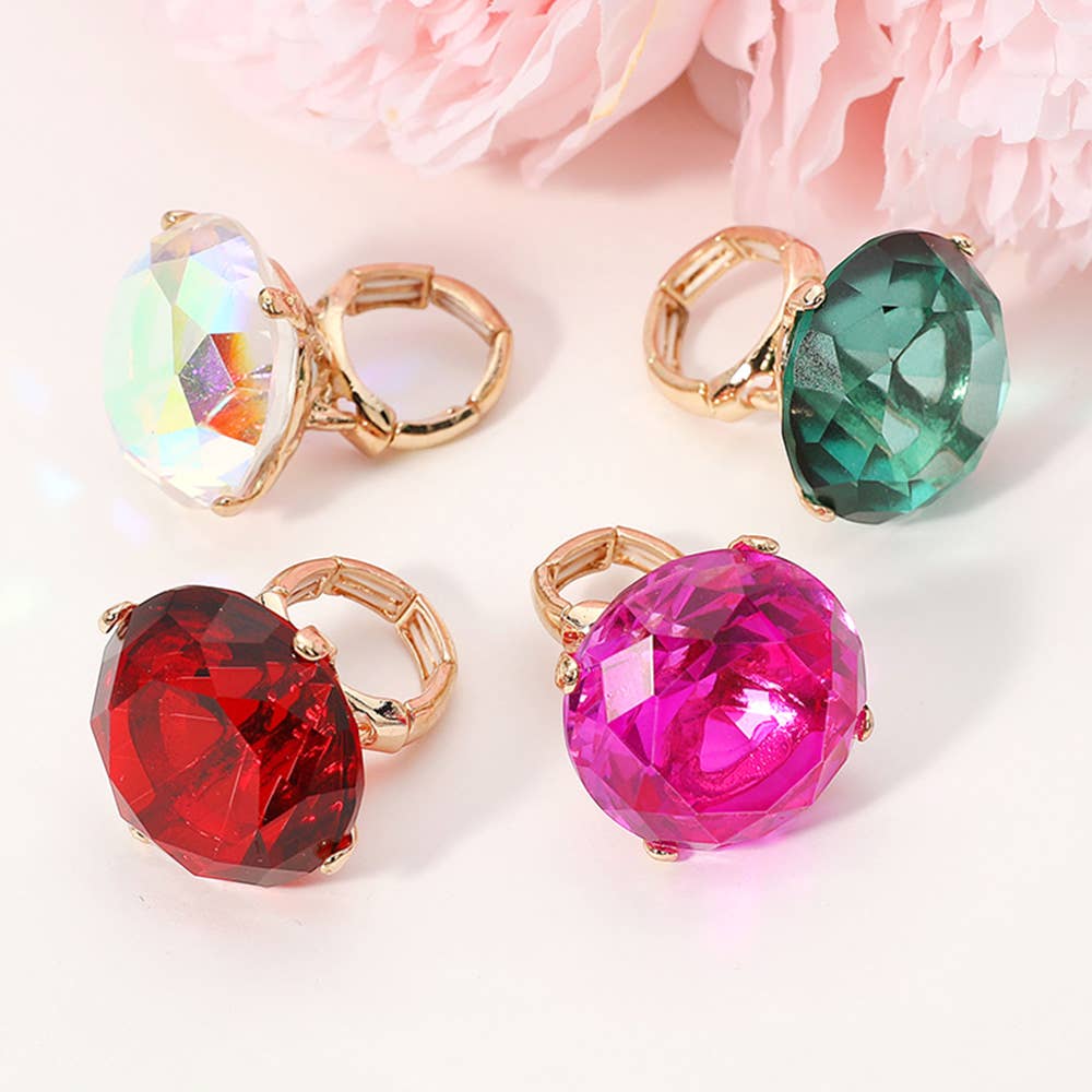 Sensibling Corp. - Venta al por mayor Anillos grandes/de cóctel - Anillo elástico con piedra de vidrio redonda de corte diamante de gran tamaño7