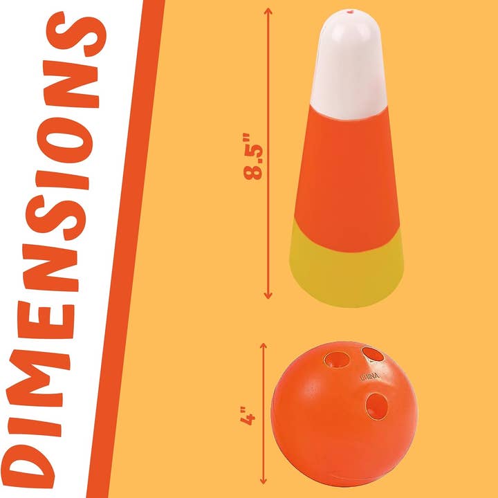 4E's Novelty - Wholesale Toy Set - Kids - 4E's Novelty Candy Corn Bowling Set for Kids & Adults - Halloween Bowling Game, Bowling Ball & 10 Plastic Bowling Pins Set, Fun Bowling Party Favors