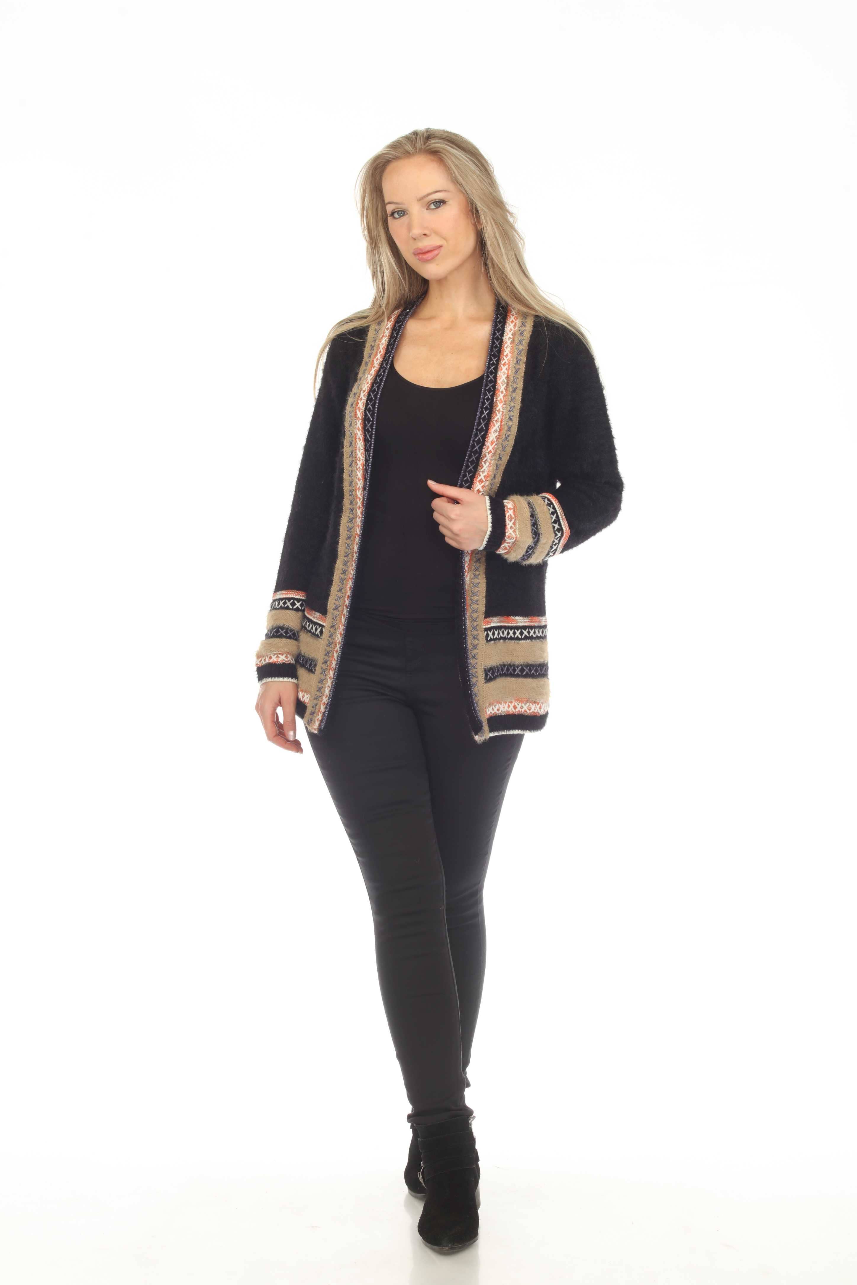 Rising International Inc - Vente Cardigan – femme - Cardigan à capuche ouvert en forme de X pour femmes, noir et doré0