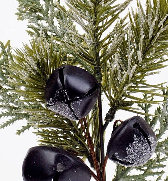 Will's Company - Wholesale Christmas Decoration - Artificial Frosted Cedar Pine Pick with Jingle Bells - 11"1