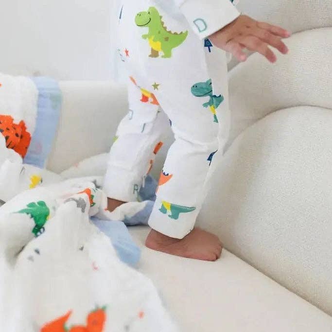 Snuggle Buds - Wholesale Sleepsuit - Baby - Dino Dreams Zipped Onesie (0–12 Months) – 100% Cotton Muslin Baby Sleepwear8
