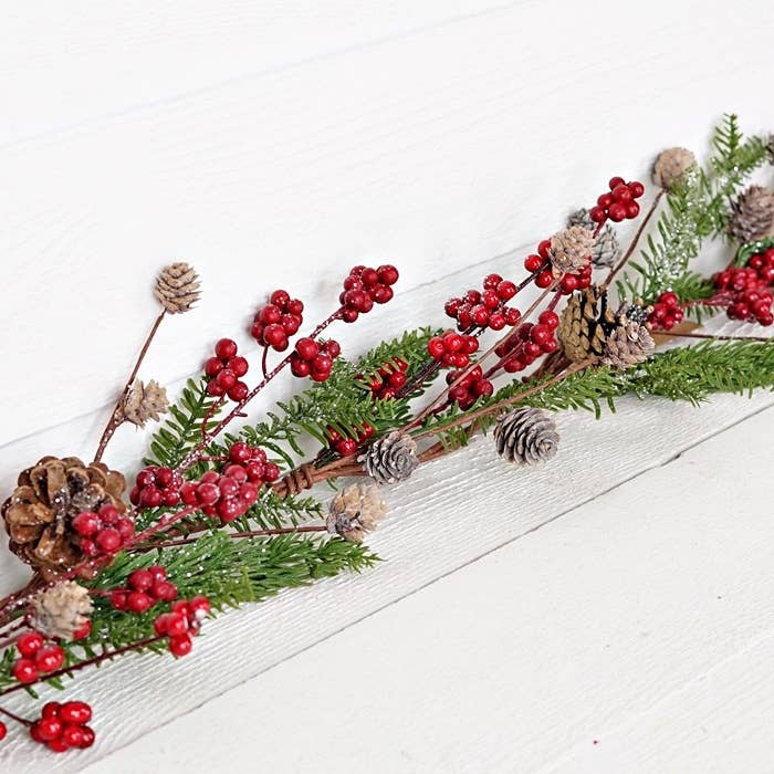 Impressive Enterprises, Inc. - Wholesale Bunting/Garland - 30841- 4ft Garland-Mix Pines w. Red Pepperberry and Pinecone