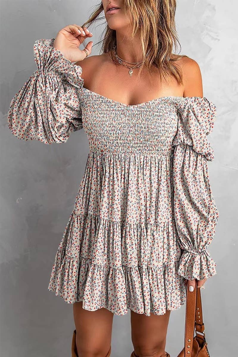 NINEXIS - Wholesale Dress - Women's - CWDSD6417_BOHO DRESSES WITH LONG SLEEVES SHORT STYLES0